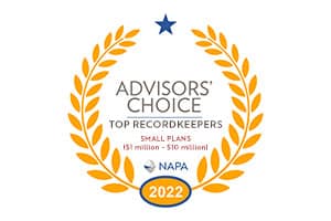 Advisors Choice Top Recordkeepers for Small Plans by NAPA 2022 - 401GO