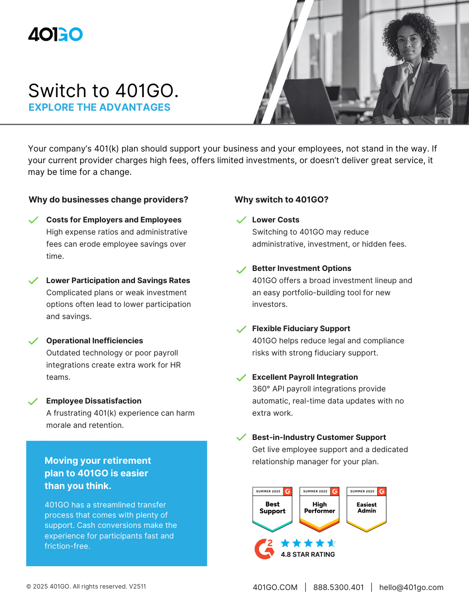 Flyer about the 401k plan transfer process